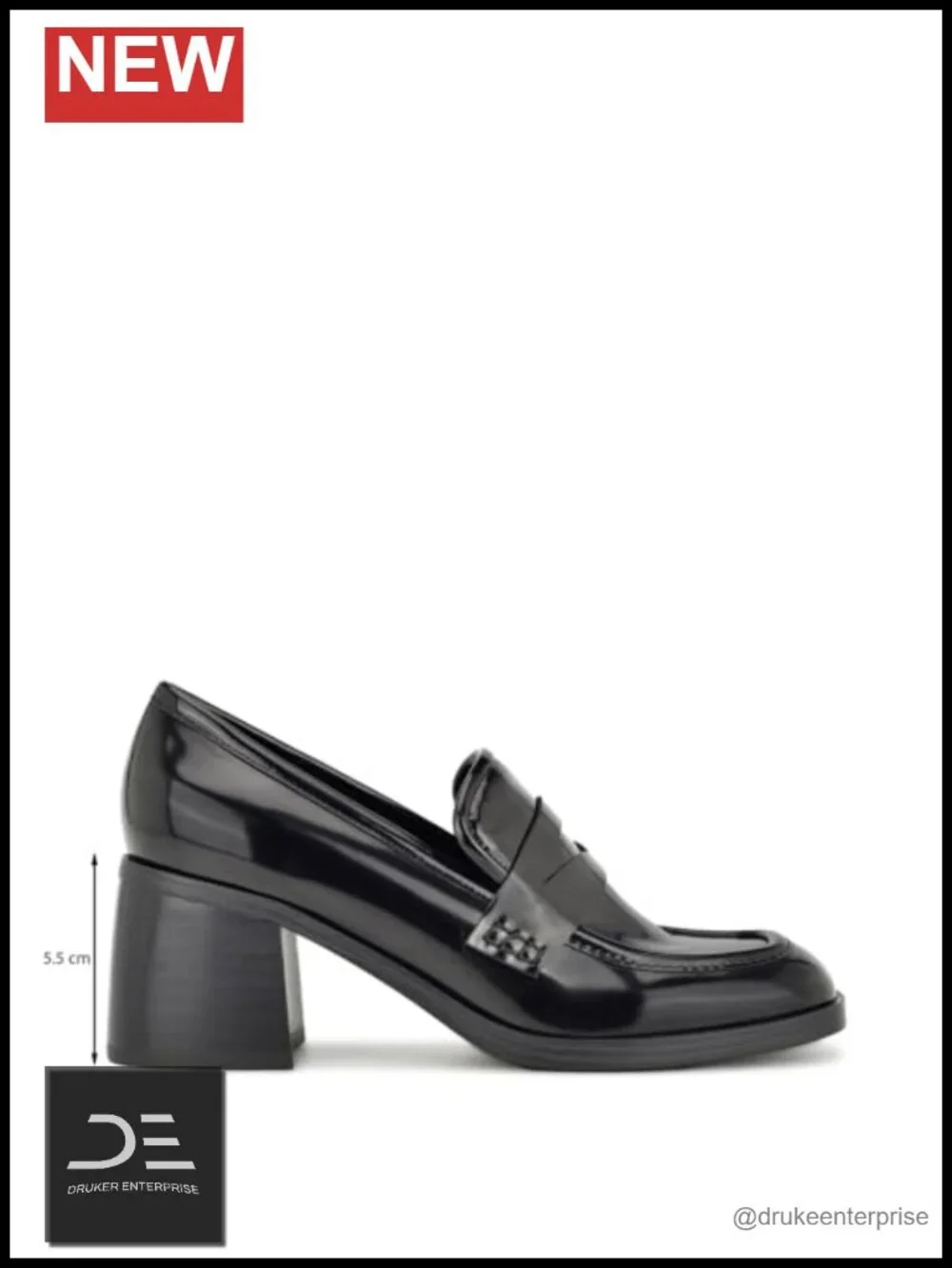 Nine West Avalia Women's Heeled Loafers Block Heel Square Toe Slip On 2.3